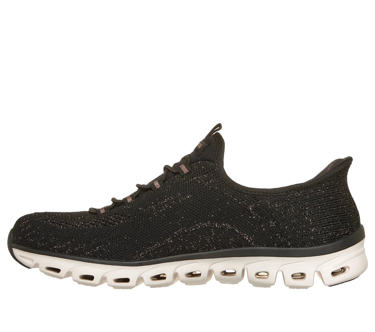 Skechers Women's Slip-Ins Glide Step Copper Bloom Shoes - Black/Rose Gold