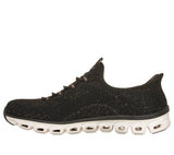 Skechers Women's Slip-Ins Glide Step Copper Bloom Shoes - Black/Rose Gold