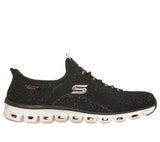 Skechers Women's Slip-Ins Glide Step Copper Bloom Shoes - Black/Rose Gold