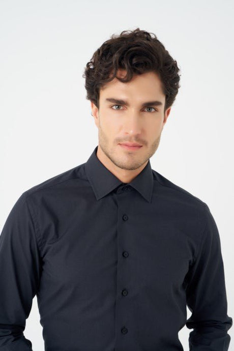Sotto Sopra Men's Fitted Dress Shirt - Black