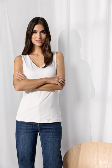 Soyaconcept Women's Marcia 283 V-Neck Sleeveless Top - Offwhite