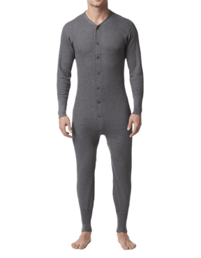 Stanfields Men's Waffle Onesie - Charcoal Grey