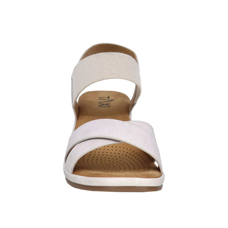 Taxi Women's Monica-01 Elastic Strap Block Heel Sandals - Light Grey