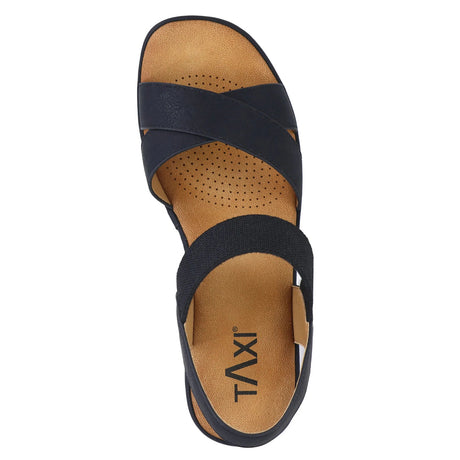 Taxi Women's Monica-01 Elastic Strap Block Heel Sandals - Black