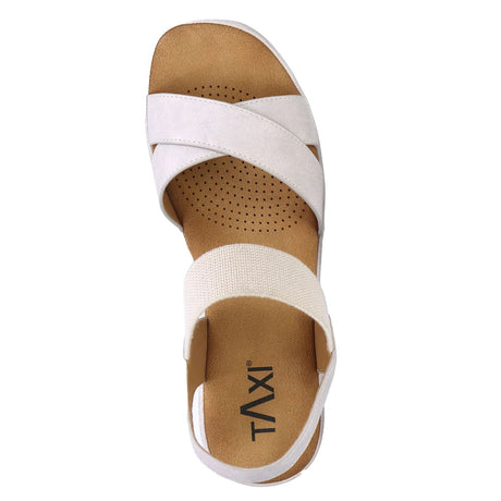 Taxi Women's Monica-01 Elastic Strap Block Heel Sandals - Light Grey