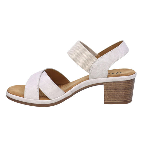 Taxi Women's Monica-01 Elastic Strap Block Heel Sandals - Light Grey