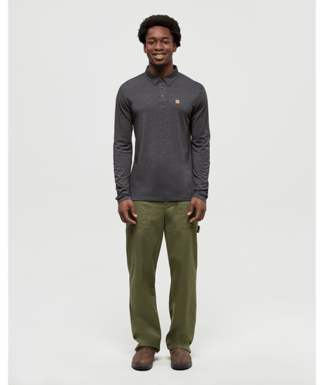 tentree Men's Astir Long Sleeve Polo - Meteorite Heather