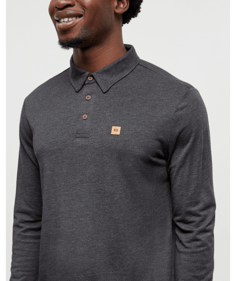 tentree Men's Astir Long Sleeve Polo - Meteorite Heather