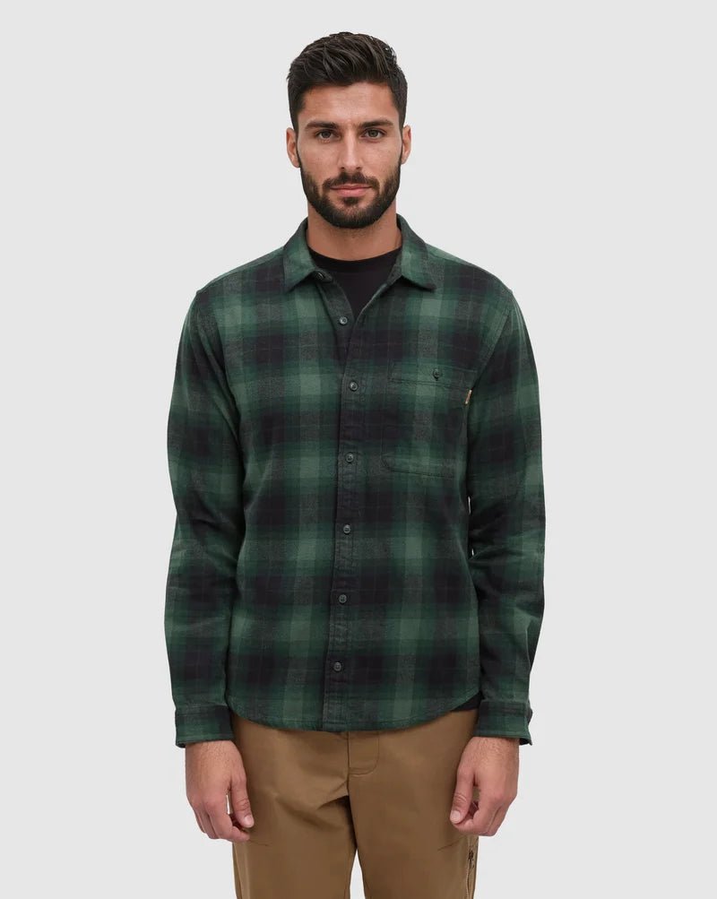 tentree Men's Forest Flannel Button-Up Shirt - Dark Forest