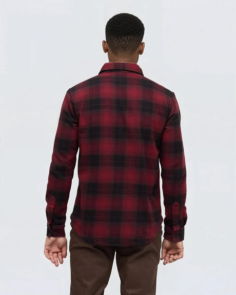 tentree Men's Forest Flannel Shirt - Deep Burgundy
