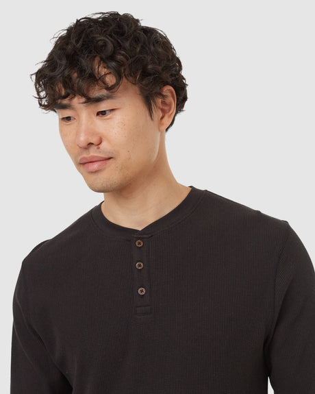 tentree Men's Freemont Long Sleeve Henley - Meteorite