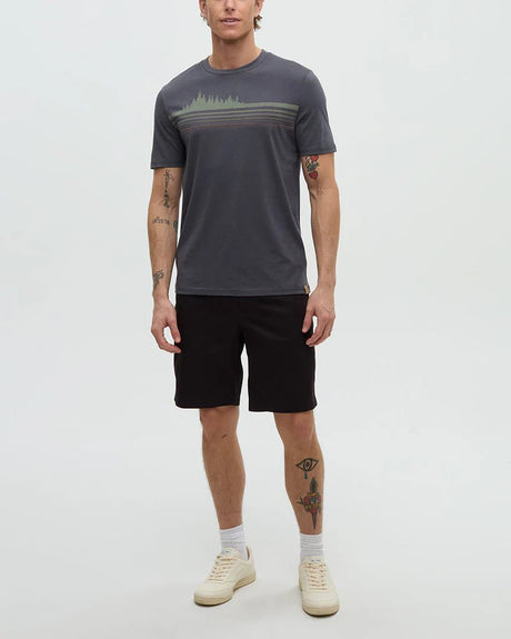 tentree Men's Retro Treeline T-Shirt - Graphite/Moss