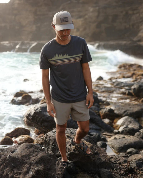 tentree Men's Retro Treeline T-Shirt - Graphite/Moss