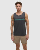 tentree Men's Weekend Wave Tank - Graphite/Turquoise