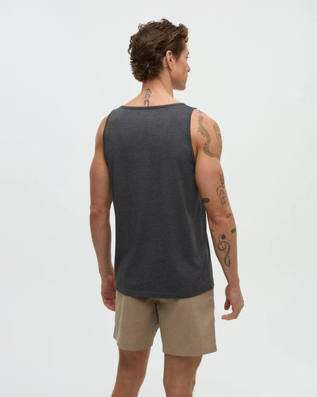 tentree Men's Weekend Wave Tank - Graphite/Turquoise
