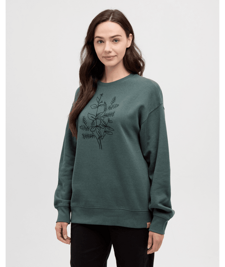 tentree Women's Autumn Flora Crew Sweater - Pine Green