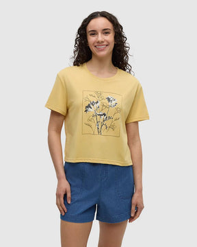 tentree Women's Floral Crop T-Shirt - Dusk Yellow