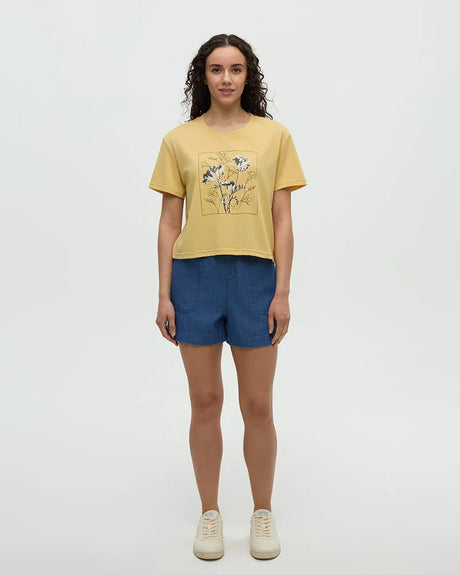 tentree Women's Floral Crop T-Shirt - Dusk Yellow