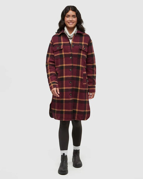 tentree Women's Livingston Jacket - Burgundy/Camel