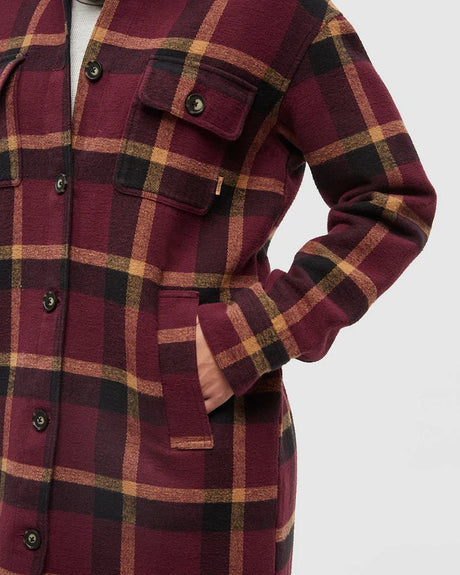 tentree Women's Livingston Jacket - Burgundy/Camel