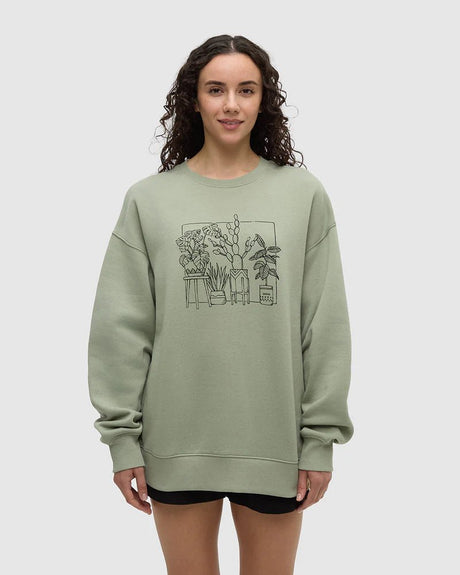 tentree Women's Plant Club Relaxed Crew Sweater - A&M Clothing & Shoes Westlock