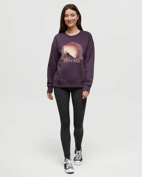 tentree Women's Twilight Forest Crew - Plum