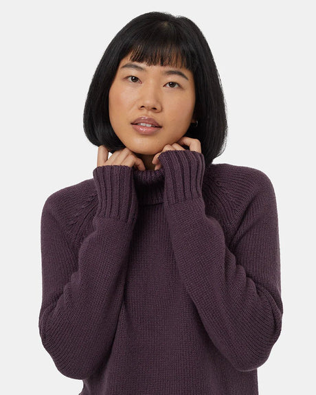 tentree Women's Wool Turtleneck Sweater - Plum