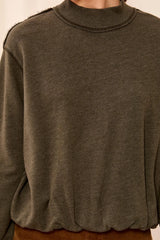 Tribal Women's Bubble French Terry Crew Neck Long Sleeve Knit Top