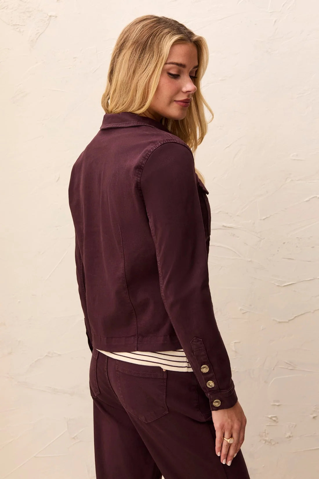 Tribal Women's Comfort Stretch Button Front Denim Jacket