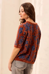 Tribal Women's Elbow Sleeve Crew Neck Sweater