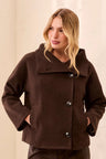 Tribal Women's Lofty Knit Funnel Neck Button Front Jacket