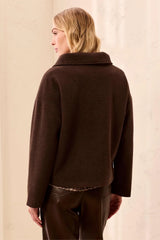 Tribal Women's Lofty Knit Funnel Neck Button Front Jacket