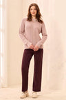 Tribal Women's Pointelle Button-Back Long Sleeve Sweater