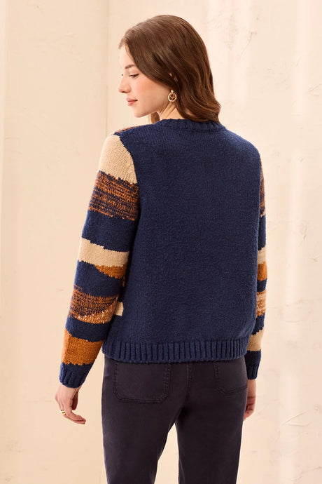 Tribal Women's Long Sleeve Crew Neck Sweater Cardigan