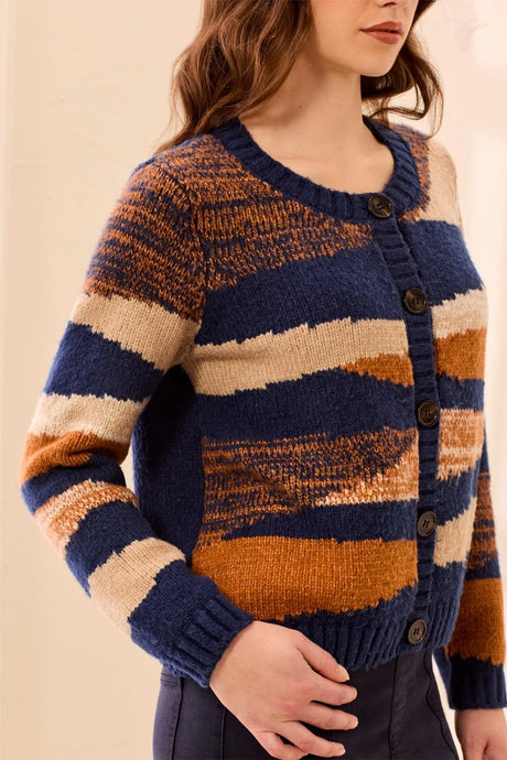 Tribal Women's Long Sleeve Crew Neck Sweater Cardigan