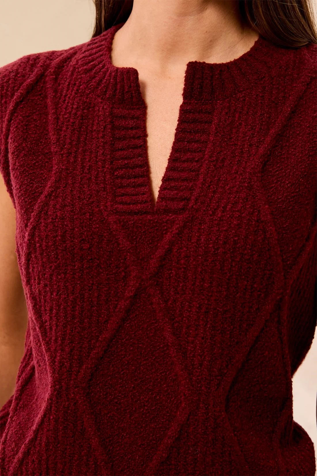 Tribal Women's Split Crew Neck Sweater Vest