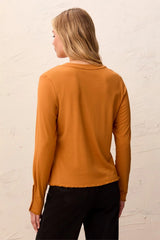 Tribal Women's Soft Viscose Long Sleeve Button Cuff Knit Top