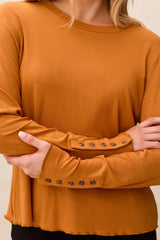 Tribal Women's Soft Viscose Long Sleeve Button Cuff Knit Top