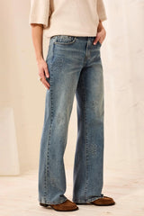 Tribal Women's Sophia Curvy 3D Flower Denim Jeans