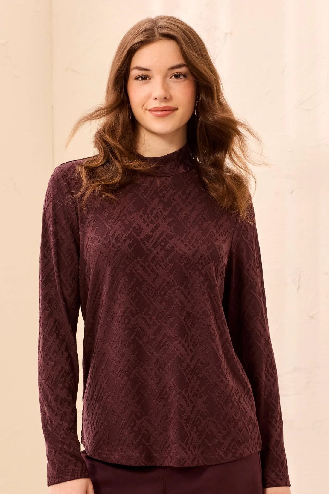 Tribal Women's Long Sleeve Mock Neck Top