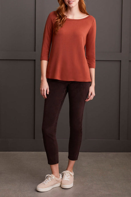 Tribal Women's 3/4 Sleeve Crew Neck Top - Marsala
