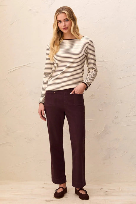 Tribal Women's 5-Pocket Pull On Ankle Pants - Plum Fudge