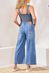 Tribal Women's Adjustable Strap Smocking Jumpsuit - A&M Clothing & Shoes