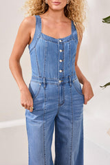 Tribal Women's Adjustable Strap Smocking Jumpsuit - A&M Clothing & Shoes