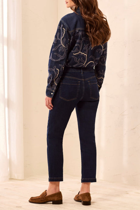 Tribal Women's Audrey Boundless Stretch Straight Crop Jeans - Darknight