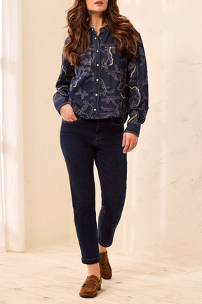 Tribal Women's Audrey Boundless Stretch Straight Crop Jeans - Darknight