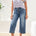 Tribal Women's Audrey Button Fly Wide Crop Jeans - Pebble Blue