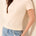 Tribal Women's Blue Thread Cotton Ribbed Fitted Crew Neck Tee - Cream