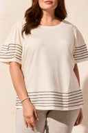 Tribal Women's Boat Neck Top Plus - Cocoblack