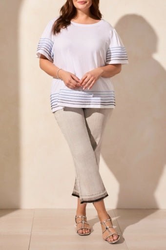 Tribal Women's Boat Neck Top Plus - White